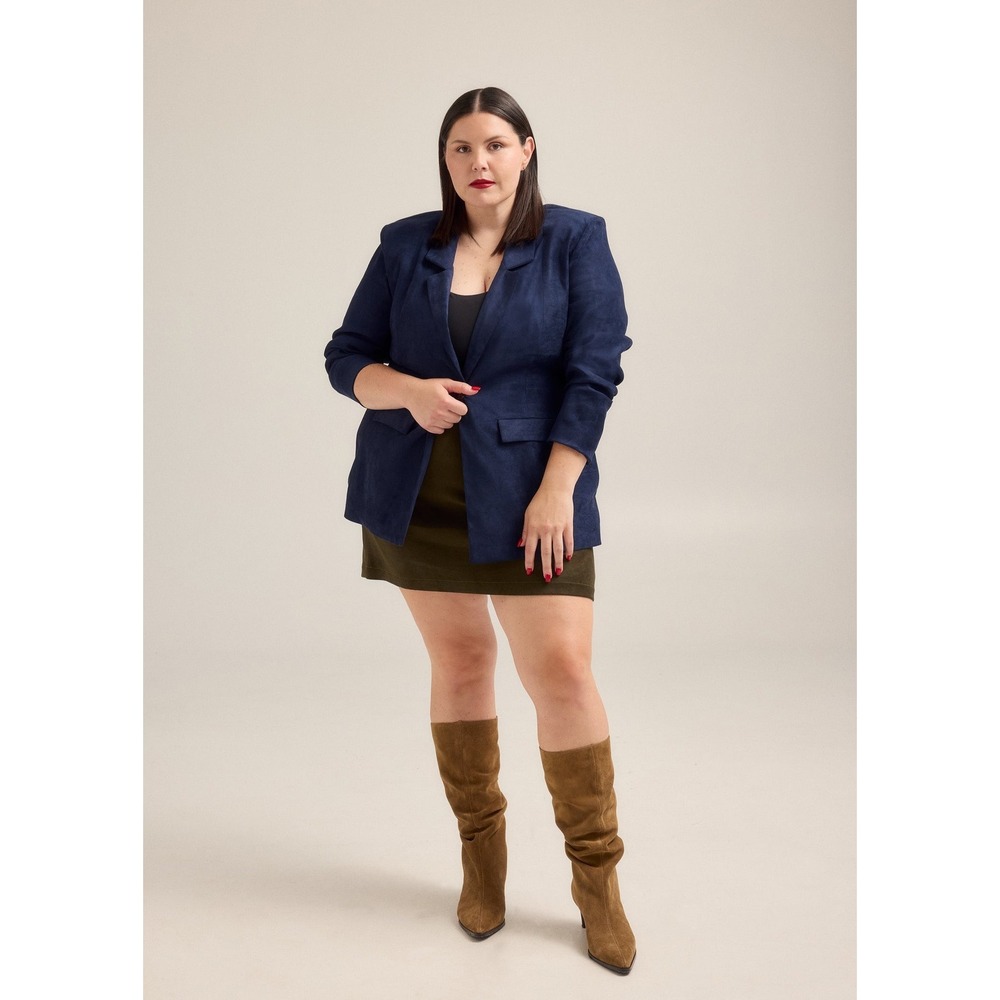 nwt‎ Hilary MacMillan Navy Blue Suede Blazer Plus Size 3X Vegan Suede Jacket Fun